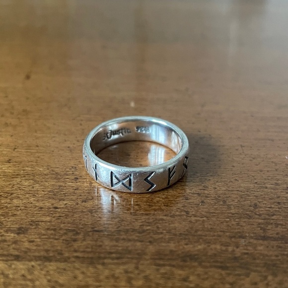 Silver Ring with Engraved Runes - Picture 2 of 2